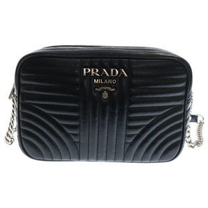Prada Diagram Shoulder Bag Chain Black Leather
